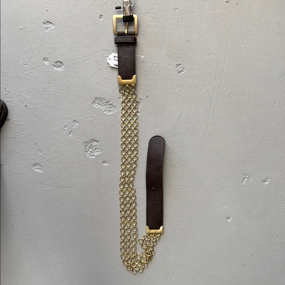 Brown and Gold Chain Strap Men's Bag Accessory